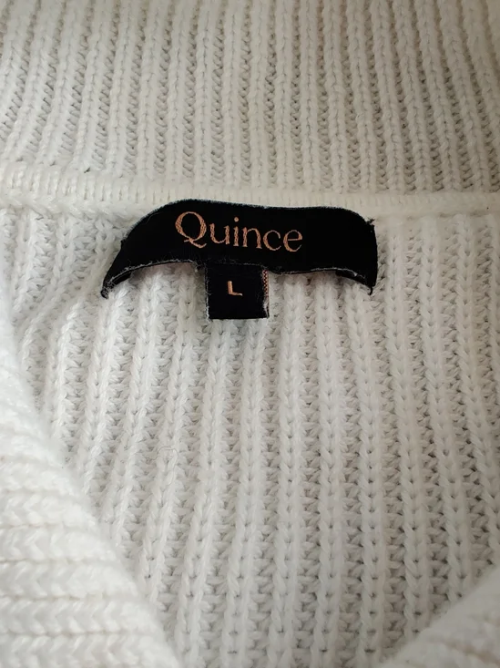 Quince 100% Organic Cotton Fisherman Collared Cardigan In Ivory Size Large - Picture 6 of 7